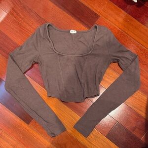 Chocolate Long Sleeve Crop Top